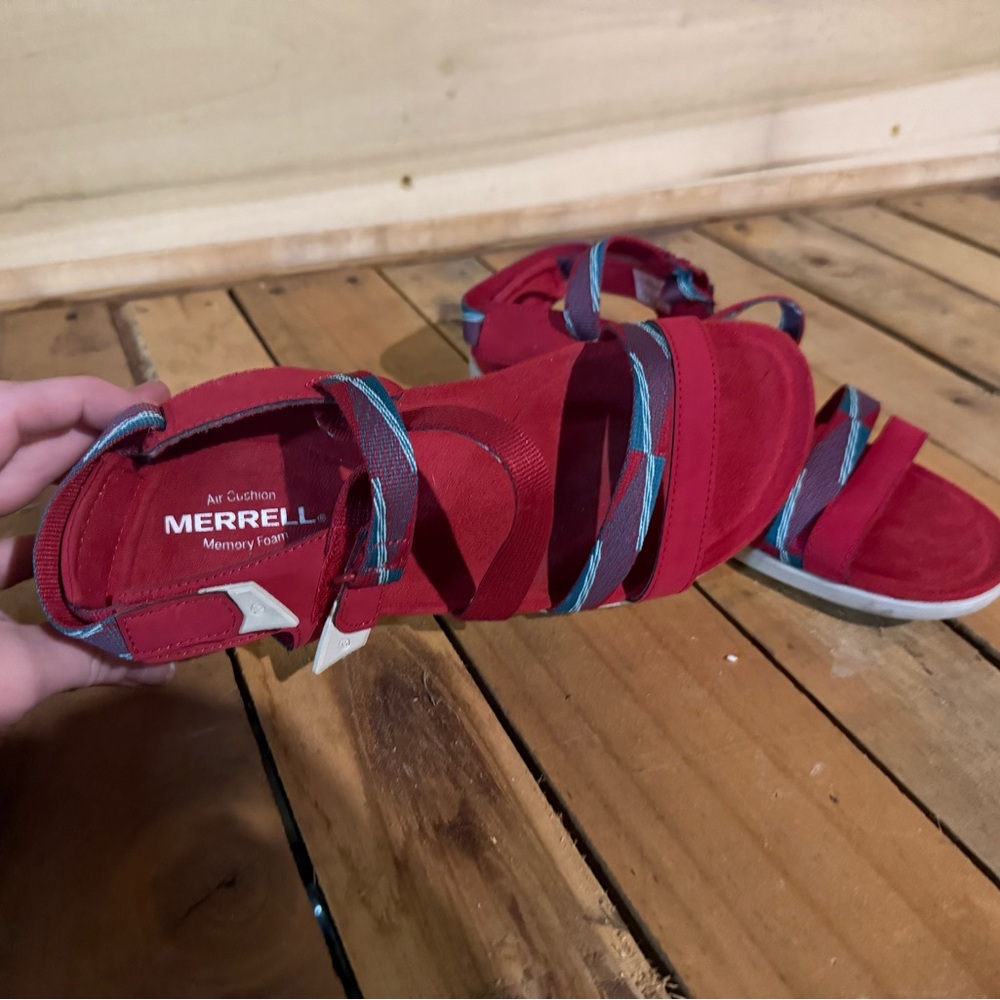 Merrell Red Sandals with Blue Straps